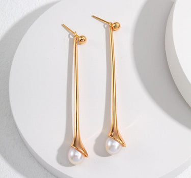 Elegant Long Pearl Drop Earrings - Herosse